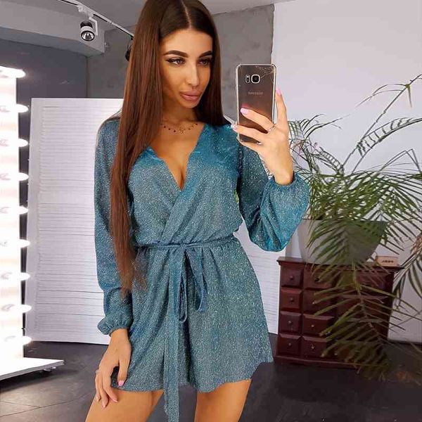 

women's jumpsuits & rompers women casual sashes shiny shorts ladies long sleeve deep v neck club party fashion winter fgt1, Black;white