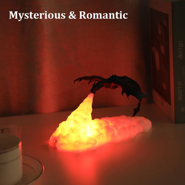 

2021 new 3d printed led light night dragon cartoon animated table lamp decorative model dinosaur serieslamps toys present for the boy home 2