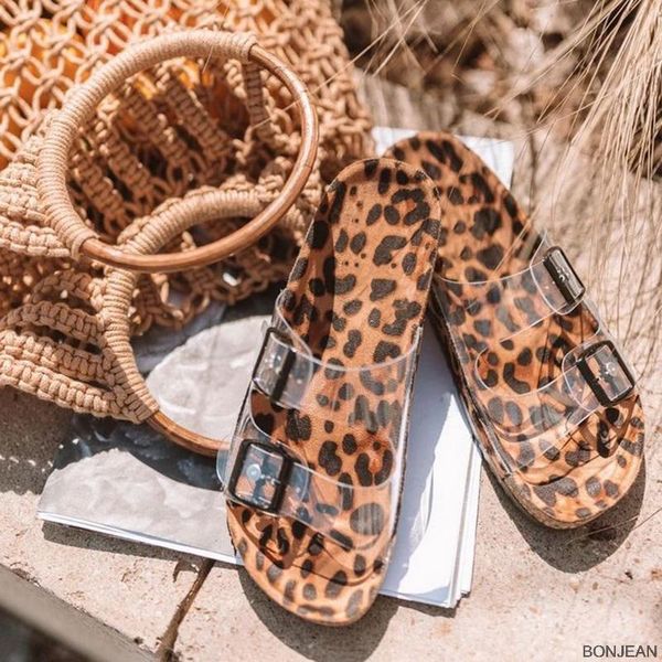 

slippers women summer casual beach shoes snake print leopard big size43 transparent flat bottom ladies, Black