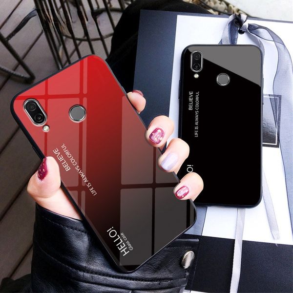 Custodie in vetro temperato sfumato per Xiaomi Redmi 7A Note 7 Cover con bordo morbido in TPU Full Coque per Xiomi Redmi 7A Paraurti protettivo