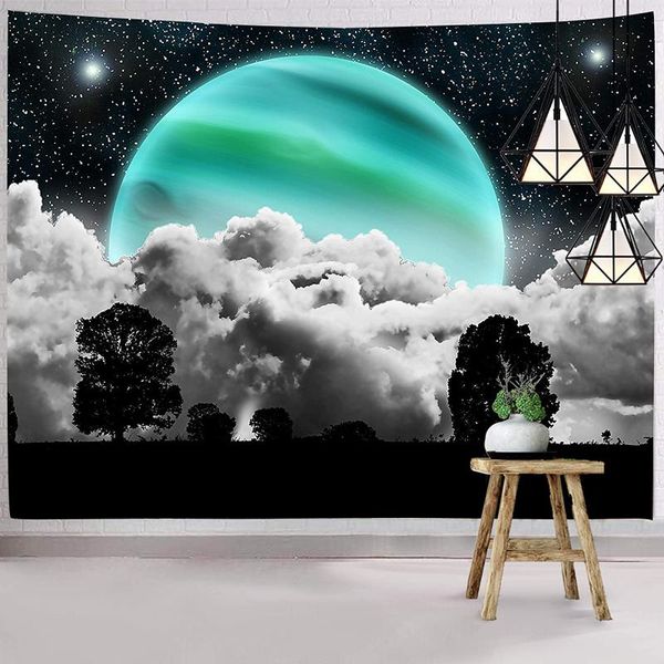 

tapestries black and white tapestry wall hanging space moon