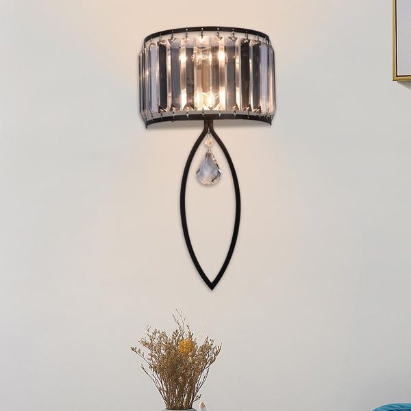 

luxury crystal wall lamp for the hallway staircase modern design black living room bedroom corridor sconce indoor lighting home