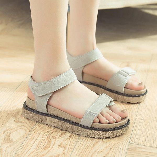 

dress shoes leisure open toe platform flat with women sandals front rear strap basic hook loop, Black