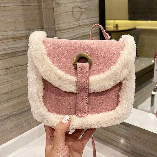 

luxury designer american brand classic shoulder bags two-layer cowhide lambswool handbag winter women crossbody handbags designers bag walle
