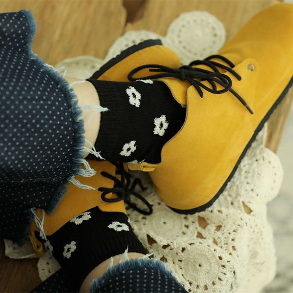 

dimensional flocking floret plush cute basic autumn and winter women's medium tube socks cotton, Black;white