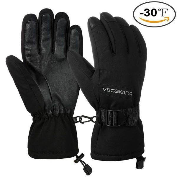 

fingerless gloves vbiger waterproof ski thickened winter warm sports outdoor for men women adjustable buckle, Blue;gray
