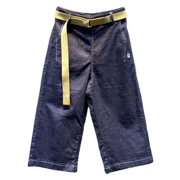 

women's jeans fashion casual cropped straight-leg pants 2021 summer high waist all-match half loose western style women wide-leg, Blue