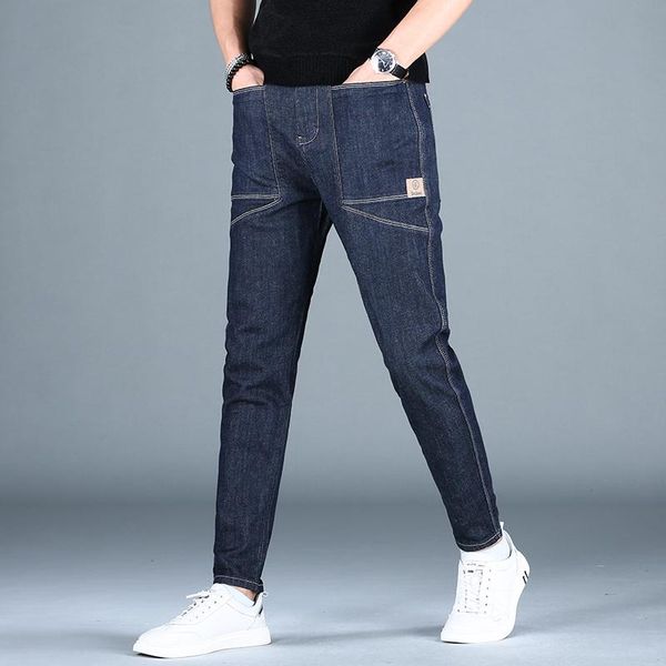 

men's jeans mens dark blue baggy summer men streetwear casual big pockets cotton denim pants