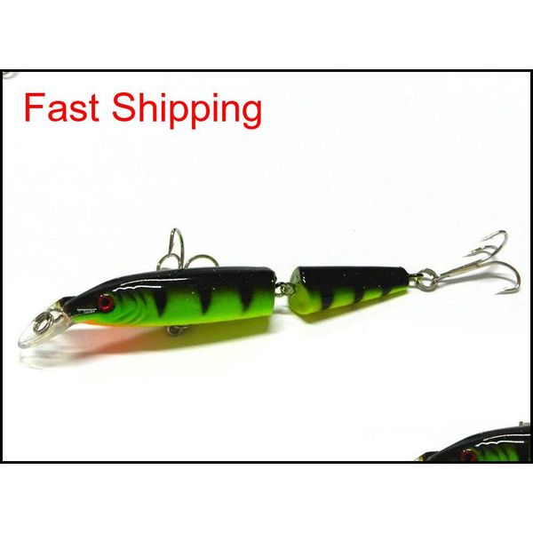 

2 sections fishing minnow lure artificial bait with treble hooks 10.5cm 9.6g plastic hard bait wwh hjfeeling