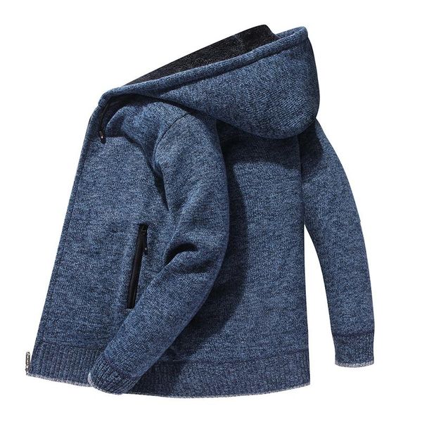 

men's jackets sweater autumn/winter thick fleece warm coat fashion hooded jacket casual knitwear zip hoodie cardigan, Black;brown