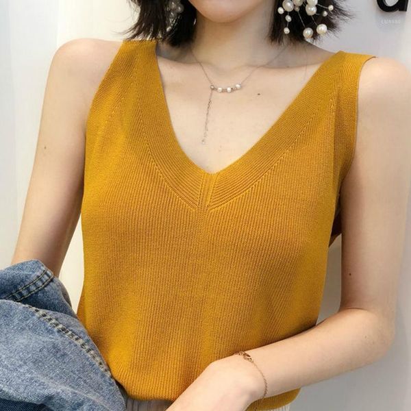 

women's blouses & shirts blouse women 2021 summer sleeveless shirt blusa v-neck knitted clothes blusas mujer d109, White