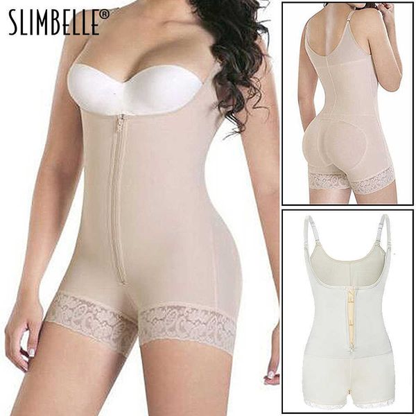 

women body shaper seamless tummy control full shapewear open zipper bust slimmer belly bodysuit slim waist trainer corset girdle y19070201, Black;white