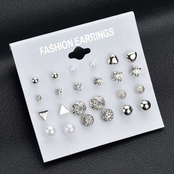 

pair/suit 12 metal gold color study crystal set piercing earrings for women elegant jewelry fashion poison, Golden