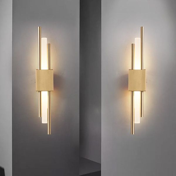 

wall lamp modern stylish led 50cm up down bronze gold and black acrylic pipe for living room bedroom bedside decor sconces light