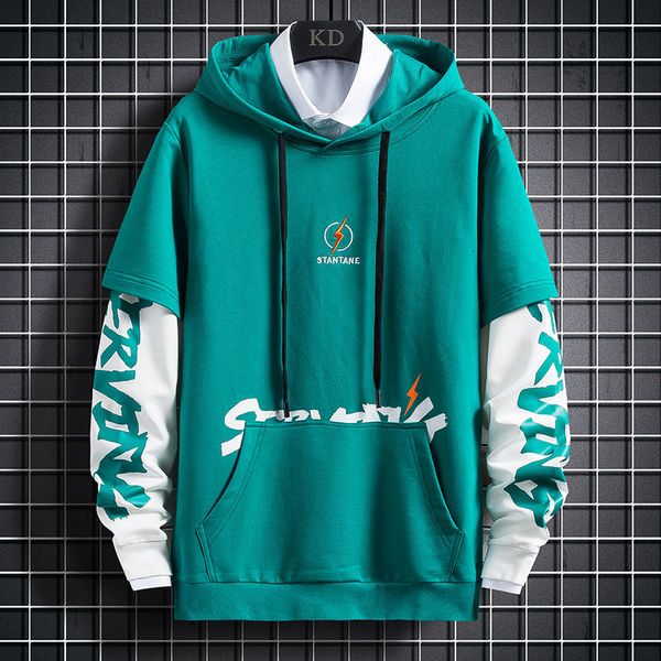 

2021 new japan o-neck spring autumn patchwork print black white hoodie sweatshirt men's fleece hip hop streetwear clothes gd7q