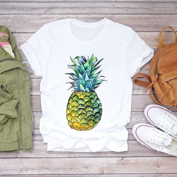 

women 2021 summer pineapple fruit short sleeve camisas mujer t-shirts t shirt ladies womens graphic female tee t-shirt, White
