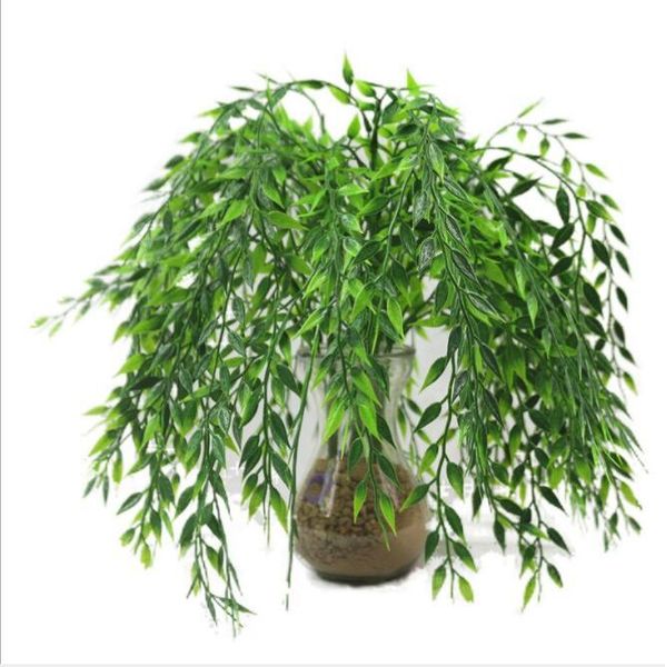 

1pc 5 fork green willow artificial plant with leaves wall home balcony decoration flower garden basket accessories
