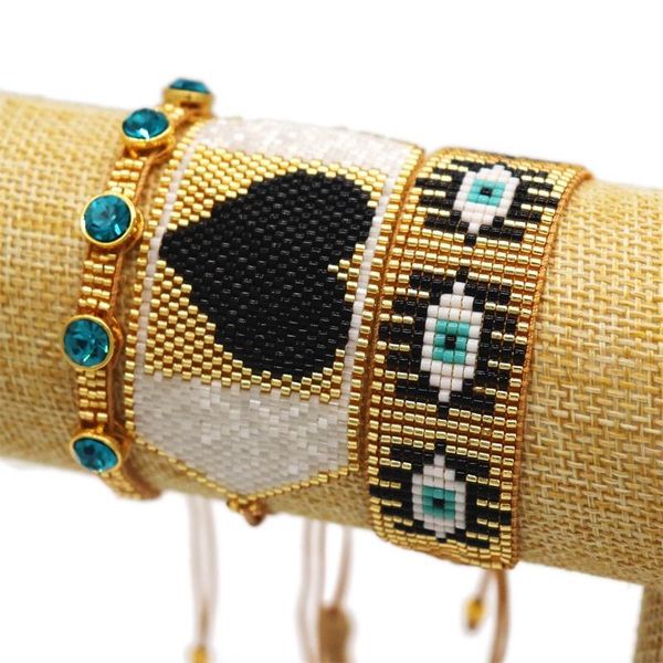 

charm bracelets grapes evil eye for women 2021 beach pulsera lucky jewelry handmade jewellery delica miyuki seed beads bracelet gift, Golden;silver