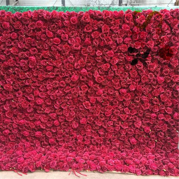 

decorative flowers & wreaths spr customized 3d roll up artificial silk peony and rose flower wall backdrop panel wedding decoration