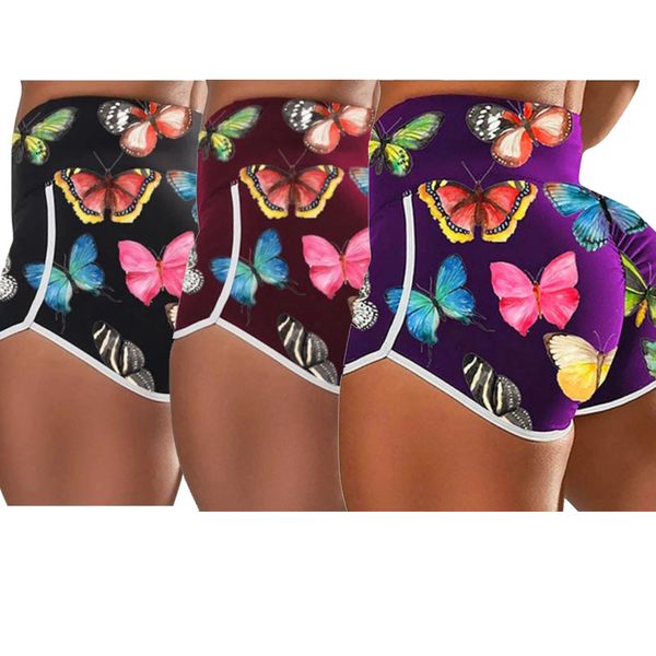 

cycling shorts for women 2020summer fashin high waist butterfly print short pant streth breathable gym biker bicycle shorts, White;black