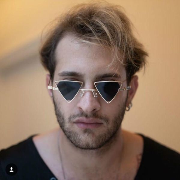

sunglasses luxury designer punk women triangle oculos vintage glasses openwork metal frame fashion sun men okulary, White;black