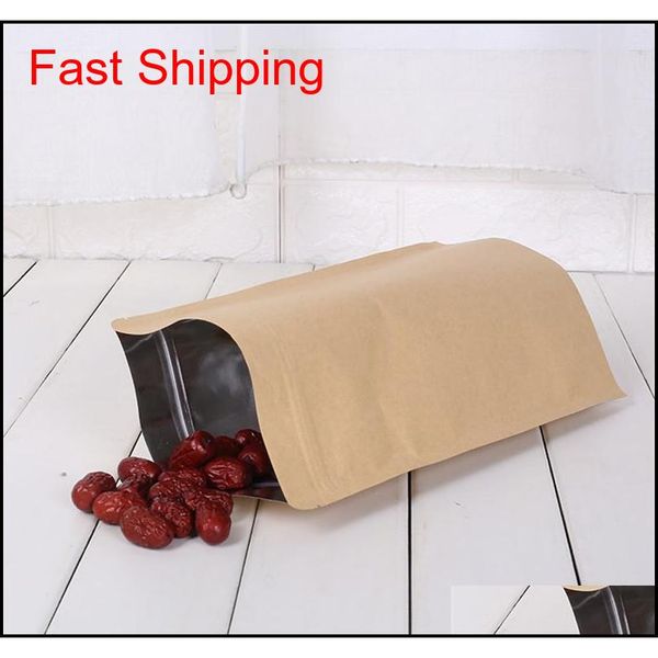 

1000pcs zipper brown kraft aluminizing pouch,stand up kraft paper aluminium foil bag resealable zip lock grip seal f qylkvo lipper