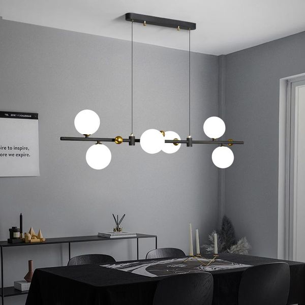 

nordic modern led chandelier coffee shop dining room island glass ball pendant lamp restaurant bar kitchen long hanging light g9