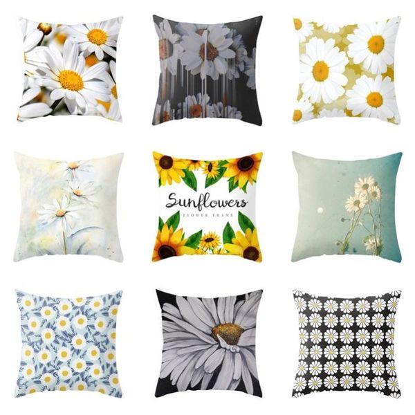 

cushion/decorative pillow nordic flower cushion cover daisy sunflower printed polyester throw case for chair sofa home decoration square pil