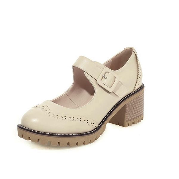 

dress shoes blxqpyt casual heels women fashion mary janes student leather square heel pumps buckle black party wedding 21-15