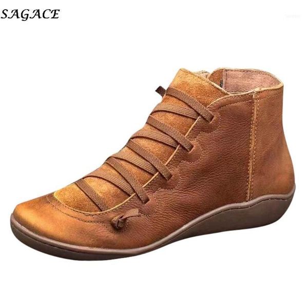 

boots sagace 2021 ankle women winter warm waterproof shoes woman casual lace-up ladies round toe boot botas mujer #4z11, Black