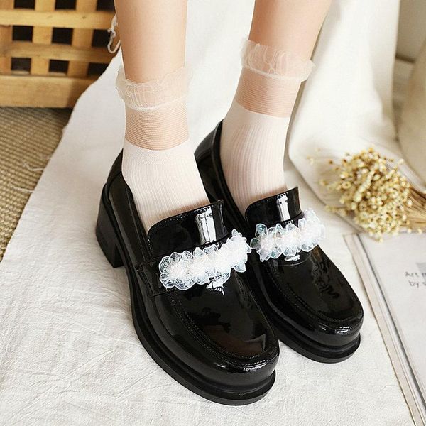 

2021 brand fashion pu leather shoes woman thick sole platform shoes spring summer ladies office casual, Black