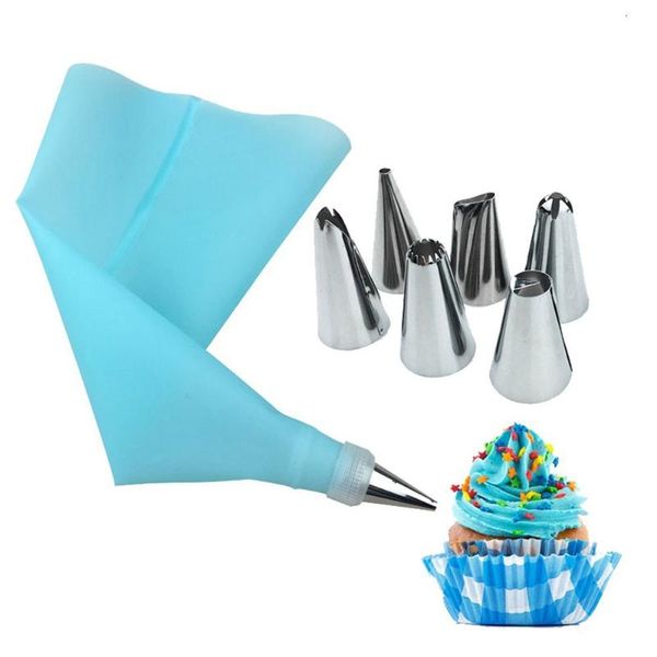 

cake tools 8 pcs/set reusable piping pastry bag stainless steel nozzle set icing tubes bakeware dessert decorators