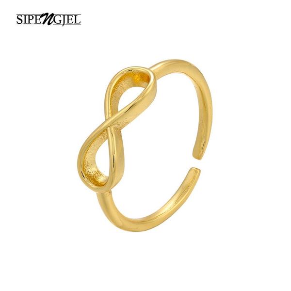 

wedding rings sipengjel fashion gold silver color infinity ring open adjustable for women girls party jewelry wholesale, Slivery;golden