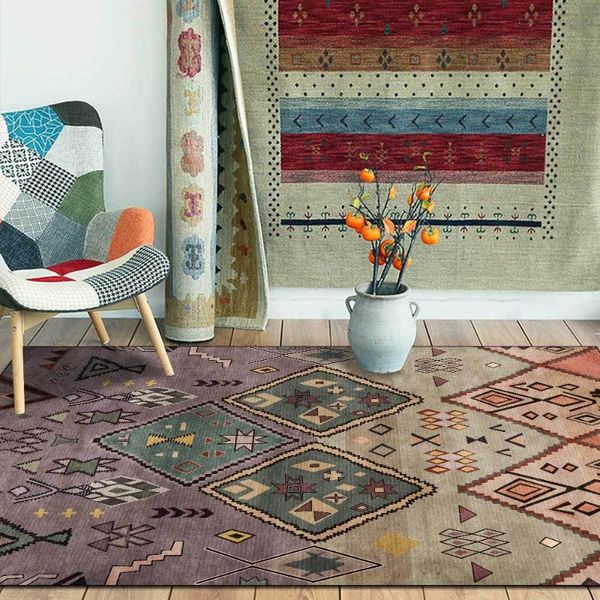 

geometry carpet persian retro morocco anti-skid jacquard carpets for living room bedroom floor mats non-slip area rugs absorbent