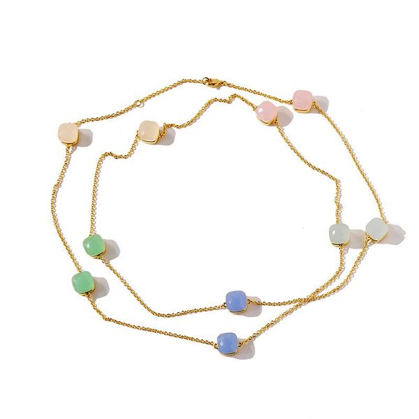 

chains 2021 luxury jewelry for women candy colorful sweater long necklace as gift, Silver