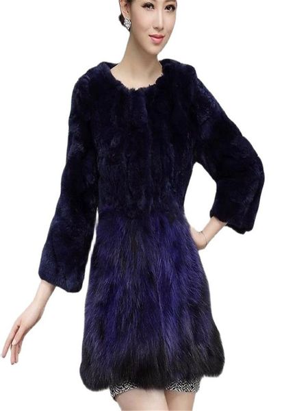 

women's fur & faux woman winter plus size o-neck 100% full pelt cardigan coat lady autumn oversized warm long slim waistcoat, Black