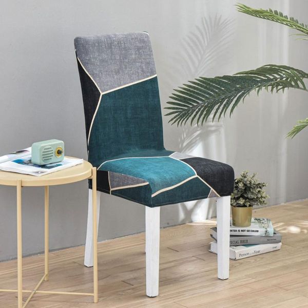 

chair covers svetanya blue grey geometric lines abstract stretch dinner print cover slipcovers elastic seat case banquet