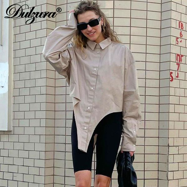 

2021 summer women long sleeve irregular blouse patchwork oversized loose streetwear fashion solid clothes, Black;gray