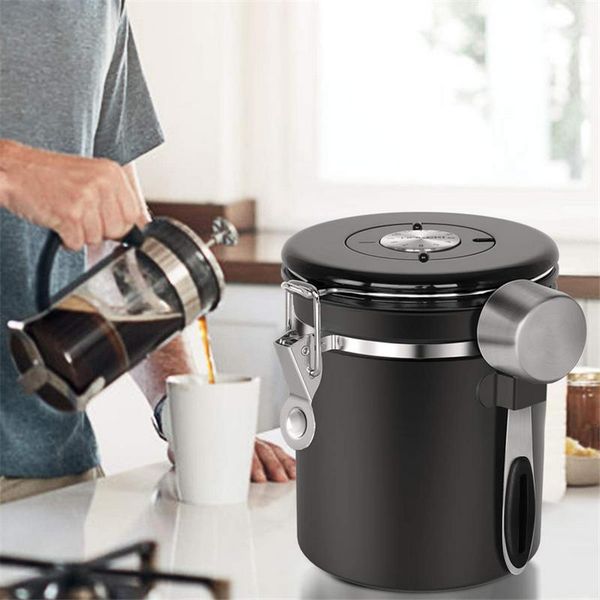 

storage bottles & jars stainless steel sealed tank box moisture-proof coffee bean milk powder jar tea pot kitchen grains