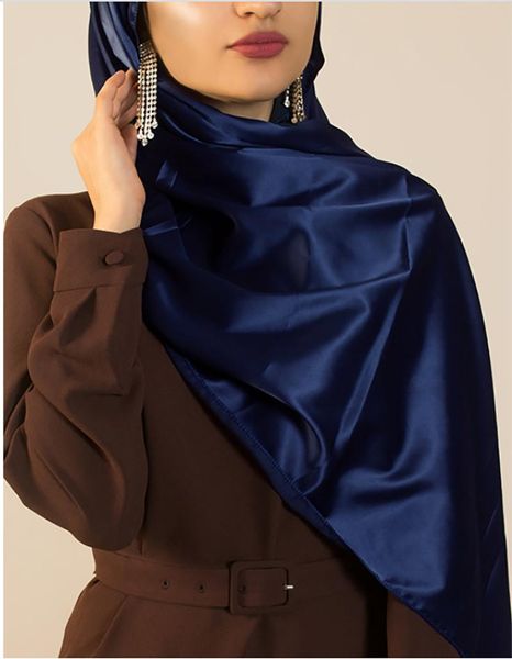 

scarves satin colored shawl scarf accessories girdle women plain wrap solid color muslim for headscarf soft female foulard, Blue;gray