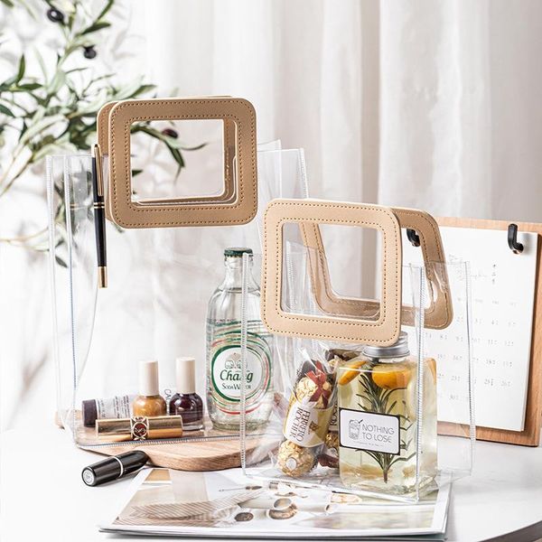 

gift wrap 5pcs pvc transparent tote bag wedding bridesmaid candies flower handbag packing box cosmetic bags party decoration