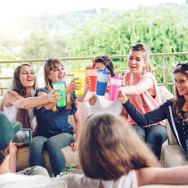 

cups & saucers color changing reusable tumblers with lids and straw iced strata for adults kids