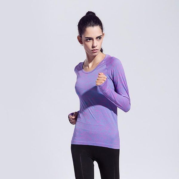 

flandis t-shirt women clothes long sleeves yoga shirt gym tight fitness round neck running jogging compression shirt tees &, White;red