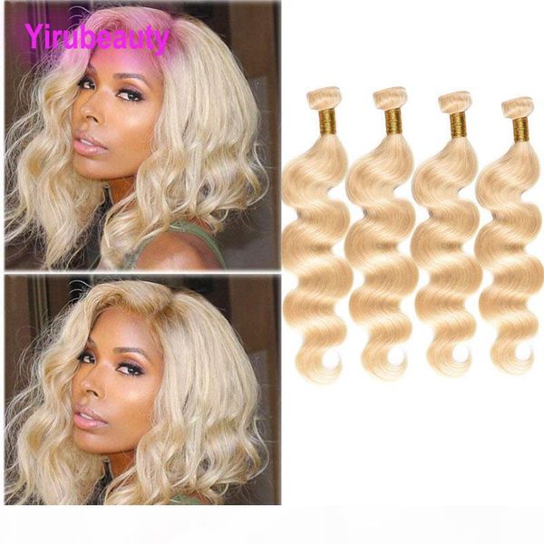 

brazilian unprocessed human hair 4 bundles body wave 613# ombre color two tones 10 inch to 30 inch 613 blonde, Black