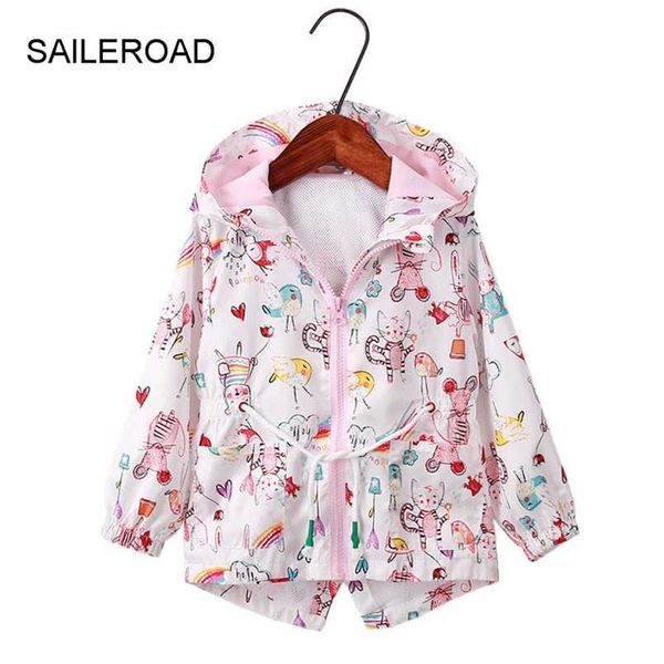 

saileroad cartoon kids girls jacket coat autumn children's wind for tighten waist baby girl's outerwear 211011, Blue;gray