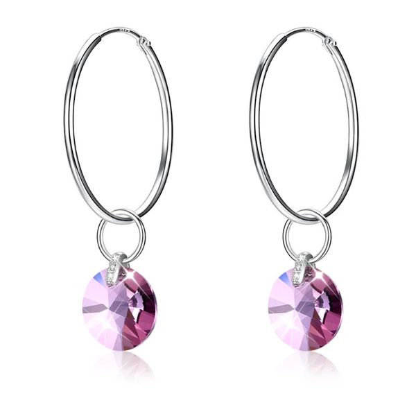 

hoop & huggie zemior s925 sterling silver earrings for women circle colorful austria crystal hanging earring female fine jewelry gift, Golden;silver