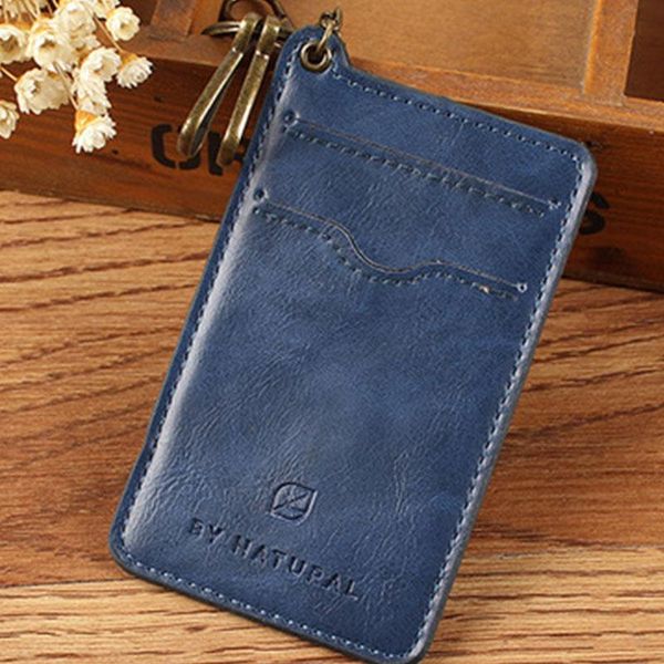 

card holders 1pc pu leather holder 3 slots wallet mini coin purse solid color bus sets bag access control, Brown;gray