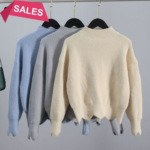 

short 2021 new coarse knit autumn winter sweater women knitted turtleneck pullovers solid cute crop female jumper pull femme 185f, White;black