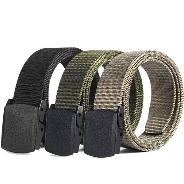 

belts plastic buckle tactical canvas belt nylon outdoor military training non-metal security, Black;brown