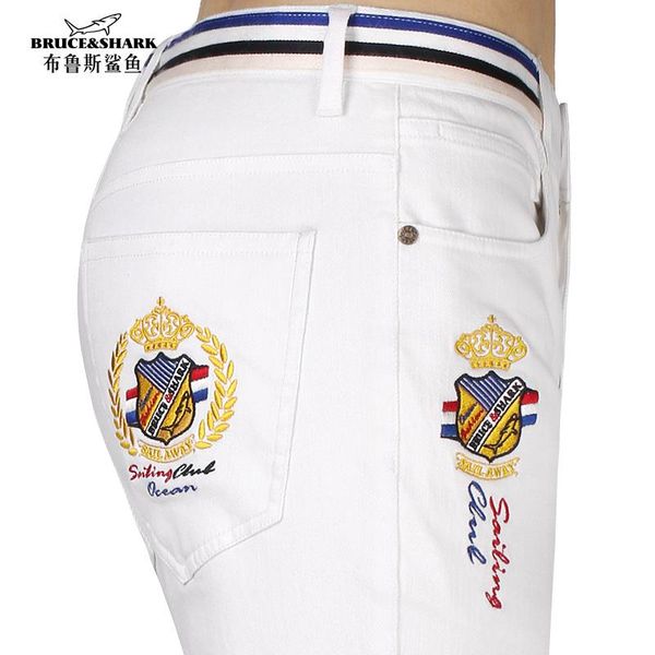 

thicker man winter white color embroidery loose straight leg casual ripped jeans stretch men trousers 28-42, Blue